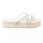 199067FP-Sandália Papete Feminina Com Sola Alta e Tiras De Strass off white