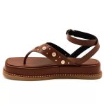 23402FP-Sandália Flatform Feminina Papete Tiras Fivela Floter marrom