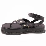 23402FP-Sandália Flatform Feminina Papete Tiras Fivela Floter preto