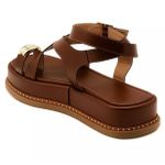23403FP-Sandália Flatform Feminina Papete Tiras Fivela Napa marrom
