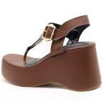 9002FP-Sandália Anabela Fivela Lateral Floter design moderno cacau