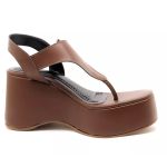 9002FP-Sandália Anabela Fivela Lateral Floter design moderno cacau