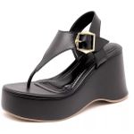 9002FP-Sandália Anabela Fivela Lateral Floter design moderno preto