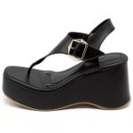 9002FP-Sandália Anabela Fivela Lateral Floter design moderno preto