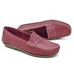 004MGR-Mocassim Feminino de couro natural conforto elegancia morango
