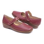 1016MGR-Sapato Feminino couro boneca conforto e elegância morango