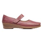 1016MGR-Sapato Feminino couro boneca conforto e elegância morango