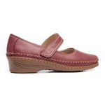 1016MGR-Sapato Feminino couro boneca conforto e elegância morango