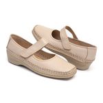 1016MGR-Sapato Feminino couro boneca conforto e elegância Marfim