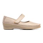 1016MGR-Sapato Feminino couro boneca conforto e elegância Marfim