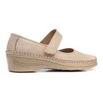 1016MGR-Sapato Feminino couro boneca conforto e elegância Marfim