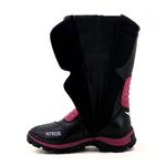 430AT-Bota para Motociclista De Couro resistente e Impermeável (chuva) forrada com tecido espumado na cor pink e preto
