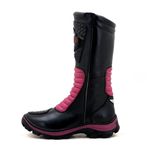 430AT-Bota para Motociclista De Couro resistente e Impermeável (chuva) forrada com tecido espumado na cor pink e preto
