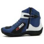 095AT-Bota motociclista Couro Legítimo Nas Cores Azul com Branco 