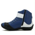 095AT-Bota motociclista Couro Legítimo Nas Cores Azul com Branco 
