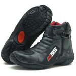 095AT-Bota motociclista em couro legítimo camuflado cinza AS95