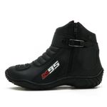 095AT-Bota Motociclista Em Couro Legítimo Na Cor Preto 