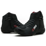 095AT-Bota Motociclista Em Couro Legítimo Na Cor Preto 