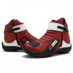 095AT-Bota Motociclista AS95 De couro legítimo nas cores vermelho com branco 