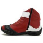 095AT-Bota Motociclista AS95 De couro legítimo nas cores vermelho com branco 