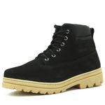 256-Coturno Adventure de couro robusto nobuck para trilha na cor preto