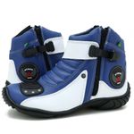 271AT-Bota para motociclista em couro Legitimo com proteção nas cores azul e branco