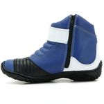 271AT-Bota para motociclista em couro Legitimo com proteção nas cores azul e branco