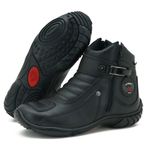 271AT-Bota para motociclista em couro Legitimo com proteção na cor preto
