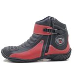 271AT-Bota para motociclista em couro Legitimo com proteção nas cores preto e vermelho