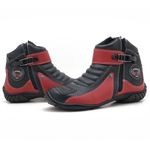 271AT-Bota para motociclista em couro Legitimo com proteção nas cores preto e vermelho
