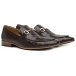58850TW-Sapato Social Masculino feito a mão em couro croco Loafer premium 58850 Cafe