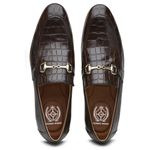 58850TW-Sapato Social Masculino feito a mão em couro croco Loafer premium 58850 Cafe