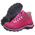 019AT-Coturno Adventure Feminino em legitimo couro forrado bordo rosa