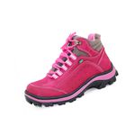 019AT-Coturno Adventure Feminino em legitimo couro forrado bordo rosa