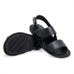 R26TCW-Sandalia Masculina couro descanso, elegancia conforto Preto
