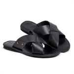 R27TCW-Sandalia Masculina couro descanso, elegancia conforto Preto