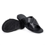 R27TCW-Sandalia Masculina couro descanso, elegancia conforto Preto