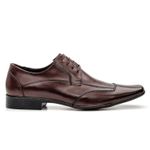 4600BGI-Sapato Social Masculino em Couro com Detalhes Marrom