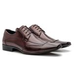 4600BGI-Sapato Social Masculino em Couro com Detalhes Marrom