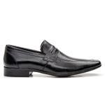 4606BGI-Mocassim Social Masculino em Couro Loafer Sofisticado Preto