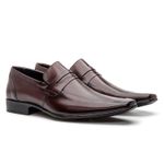4606BGI-Mocassim Social Masculino em Couro Loafer Sofisticado Tabaco