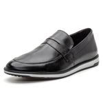 4703BGI-Sapato Social Loafer Masculino Casual em Couro nobre Preto