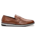 4703BGI-Sapato Social Loafer Masculino Casual em Couro nobre marrom