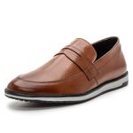 4703BGI-Sapato Social Loafer Masculino Casual em Couro nobre marrom