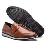 4703BGI-Sapato Social Loafer Masculino Casual em Couro nobre marrom