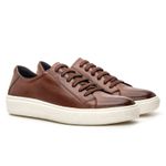 5001BGI–Tenis Masculino Casual Sofisticado em Couro Nobre whisky