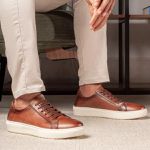 5001BGI–Tenis Masculino Casual Sofisticado em Couro Nobre whisky