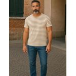Camiseta Drazo Listrada Nautic Bege 221018