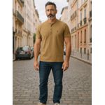 Camiseta Gola Henley Drazzo Bege Mercury 220991