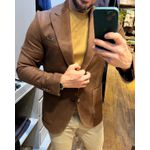 Blazer Teselli em Suede Slim Marrom 8208
